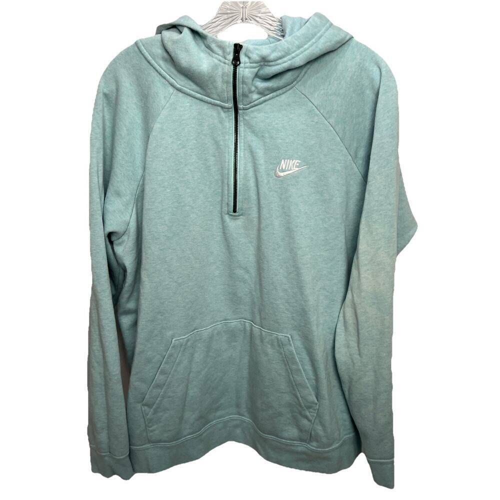 Nike Hoodie Womens XL Blue Essential 1/4 Zip Fleece Long Sleeve Sweatshirt
